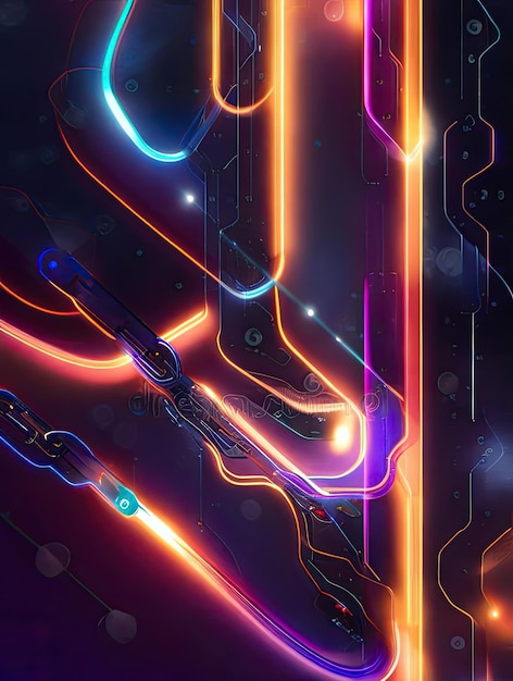 Futuristic cyborgs with glowing neon lines 3D Rendering