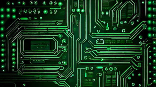 Photo futuristic dark green circuit board wallpaper