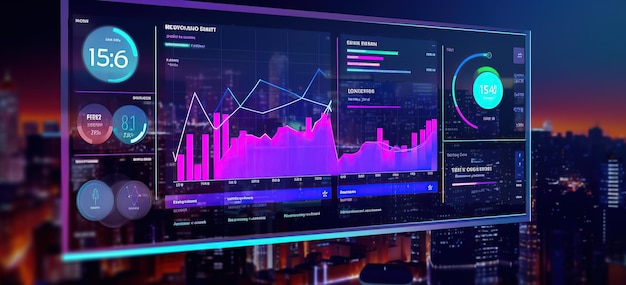 Futuristic Data Analytics Dashboard Display