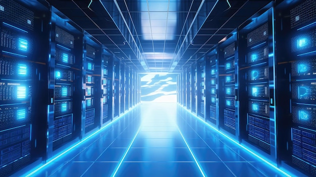 Futuristic Data Center HighTech Server Room