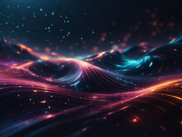 Futuristic Data Flow Photoreal Vector Background with Dynamic Wave Streams