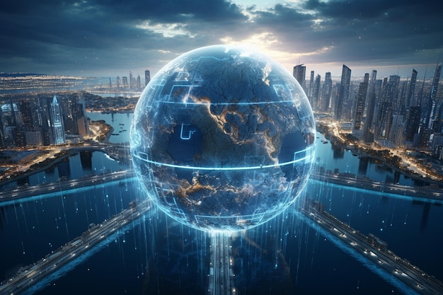 Futuristic depiction of Earth with advanced Generative ai