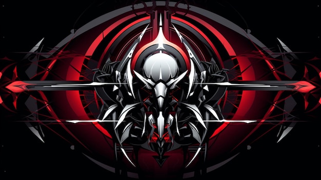 A futuristic design on a black and red background