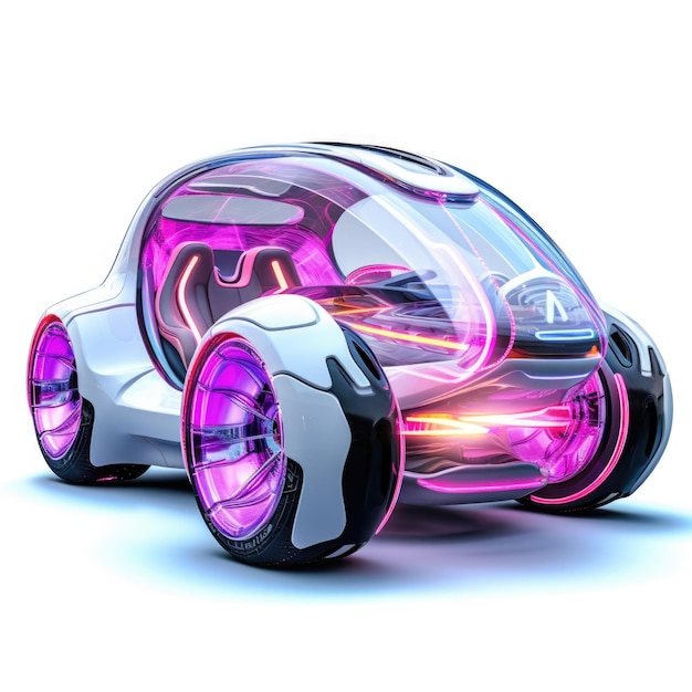 Foto mini auto dal design futuristico in sfondo isolato