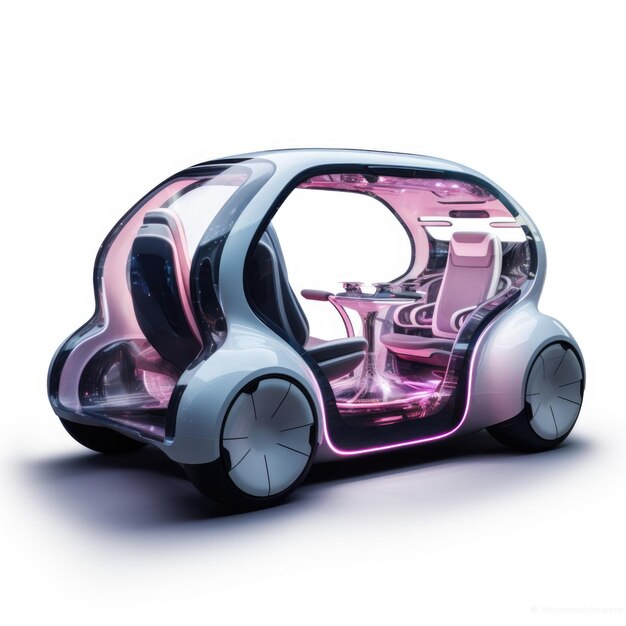 Futuristic design mini car in isolated background