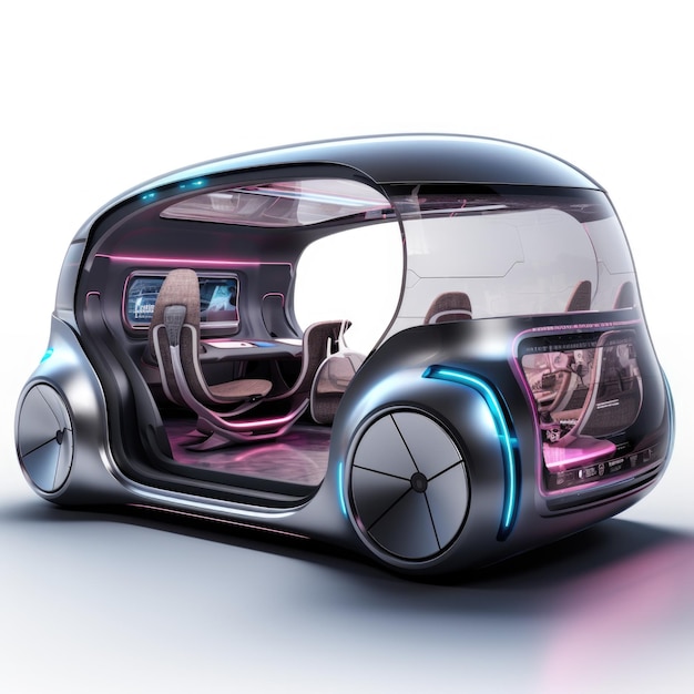 Futuristic design mini car in isolated background