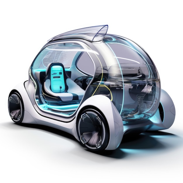 Futuristic design mini car in isolated background