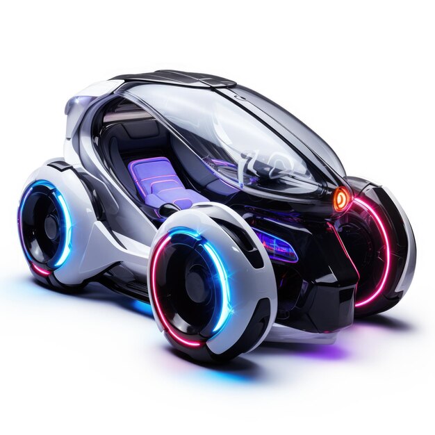 Futuristic design single seat three wheel mini car with weatherproof shell