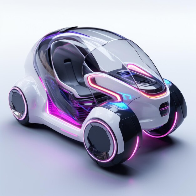 Futuristic design single seat three wheel mini car with weatherproof shell