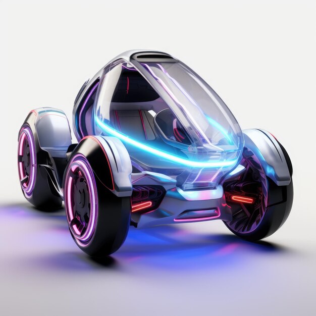 Futuristic design single seat three wheel mini car with weatherproof shell