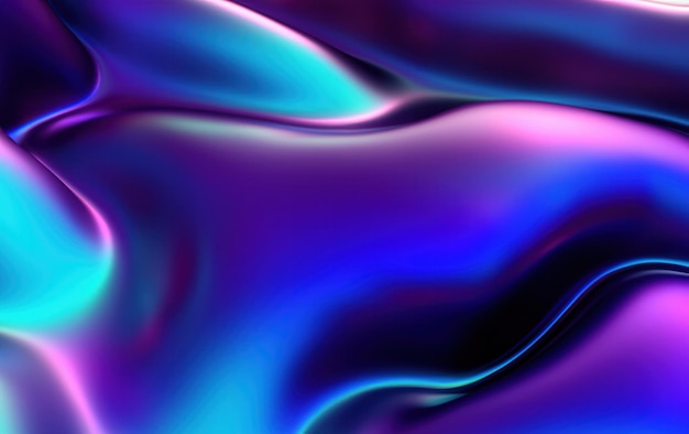 Photo futuristic design smooth flowing shapes in pink and blue transparent glass 3d render modern abstract wallpaper
