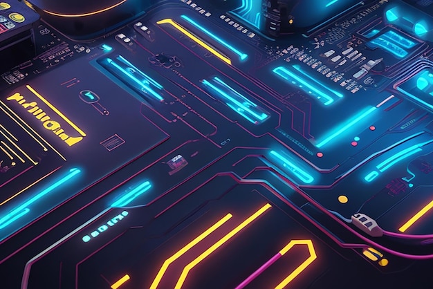 futuristic digital circuit pattern with glowing accents for a tech conference banner