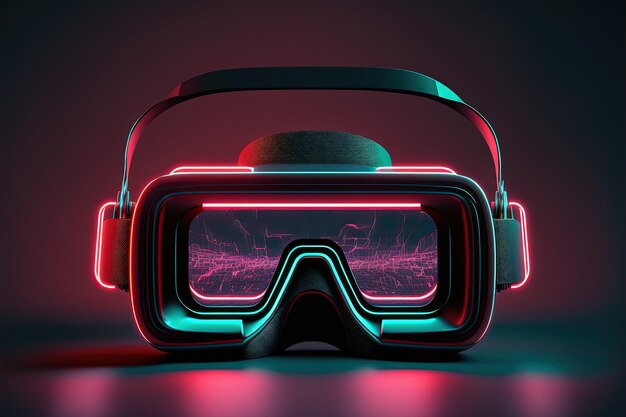 Futuristic digital eyeglasses illustration with realistic neon lights, background. Generative AI