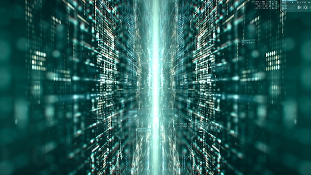 Futuristic digital matrix particles grid virtual reality abstract cyber space environment background