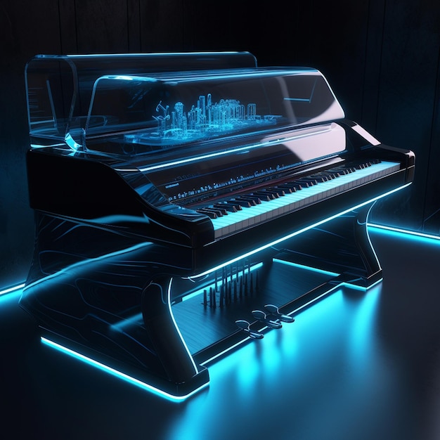 ハイテクな外観の未来的なデジタルピアノ