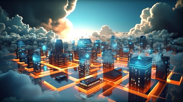 Futuristic digital technologies Cloud computing transfers big data online