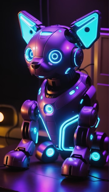 A futuristic dog neon color robot