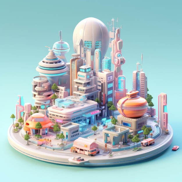 Futuristic Dystopian Cityscape 3d illustration