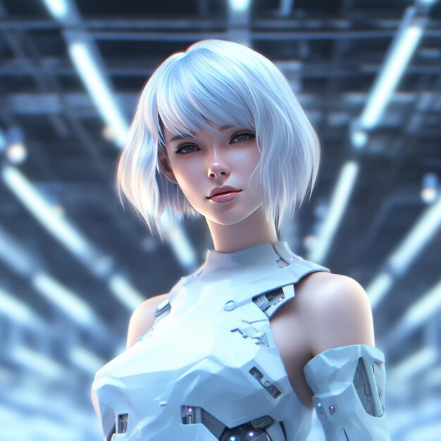 Futuristic Echoes Rei Ayanami's Cyberpunk Transformation in Light Blue Tresses