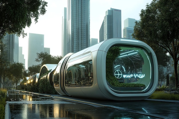 A futuristic ecofriendly public transport system a