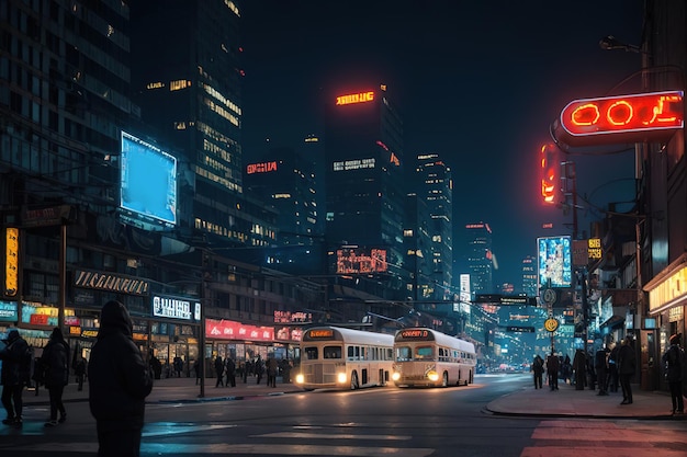 Futuristic electric bus Rides down the street