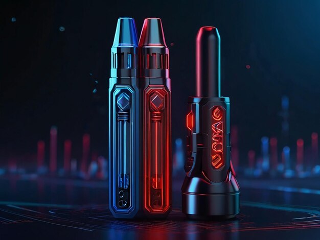 Futuristic electric cigaret vape with neon style