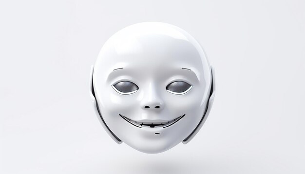 Futuristic emoji face on white background 3d rendering octane render super detailed