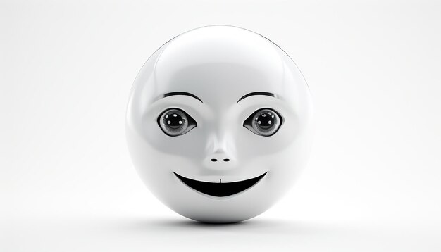 Foto faccia emoji futuristica su sfondo bianco rendering 3d octano rendering super dettagliato