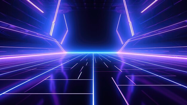 Futuristic empty neon background High tech lines studio product future cyberspace concept