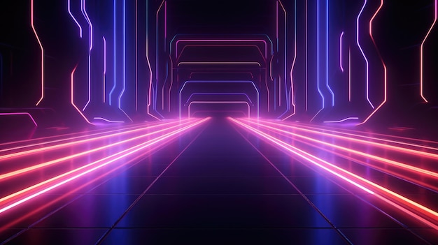 Futuristic empty neon background High tech lines studio product future cyberspace concept