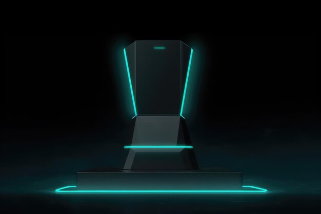 Futuristic Empty Podium Stage with Smoke and Neon Light