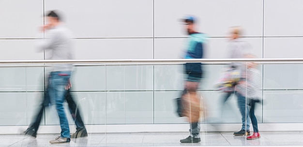 Futuristic environment with blurred people business concept image