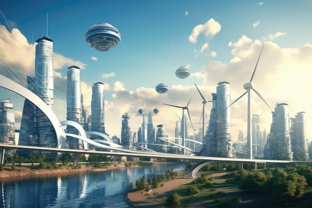 Futuristic environmentally friendly power plant of the future