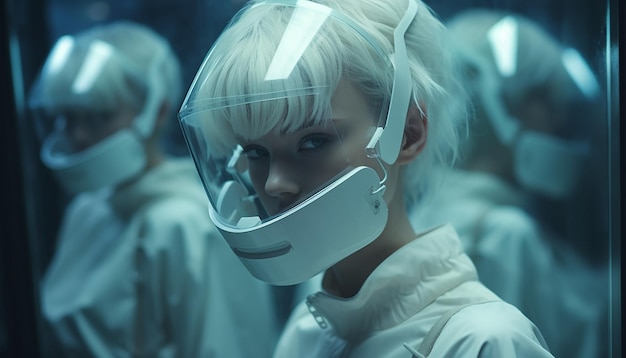 Futuristic epidemic photoshoots Creative mask design for future
