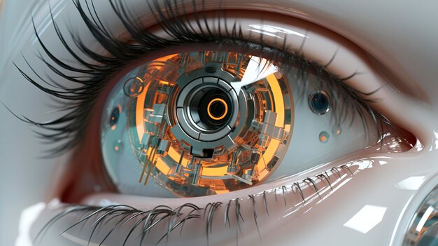 Photo futuristic eye surgery by 3d characters