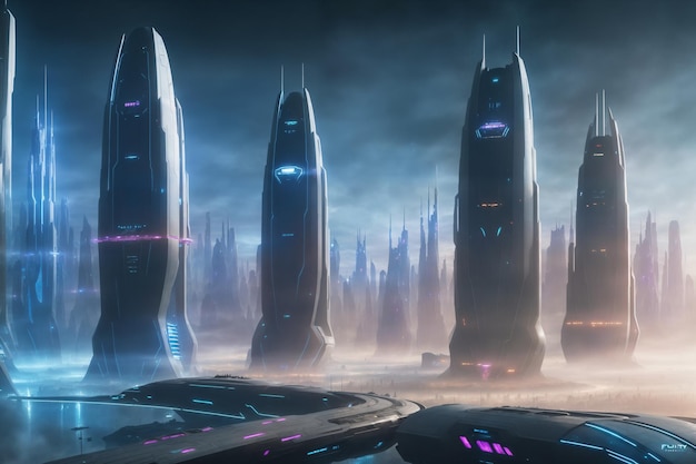 futuristic fantasy landscape space scifi city world of tomorrow