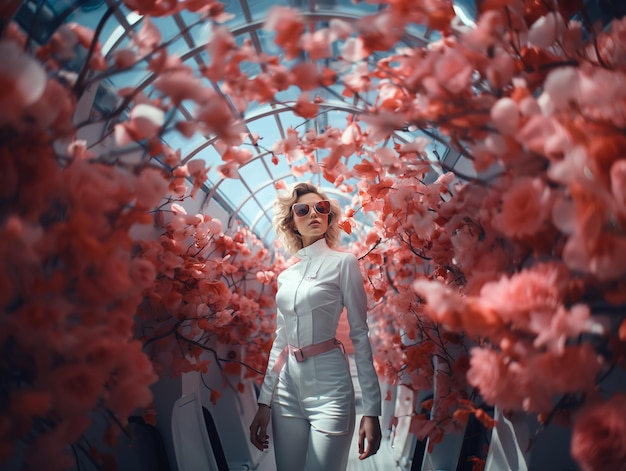 futuristic fashion woman portrait wearing trendy haute couture sunglasses photography eyewear ad