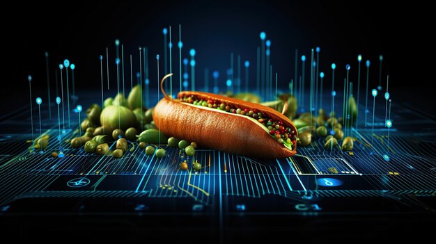 Photo futuristic fast food with circuit big data technology ai generated image