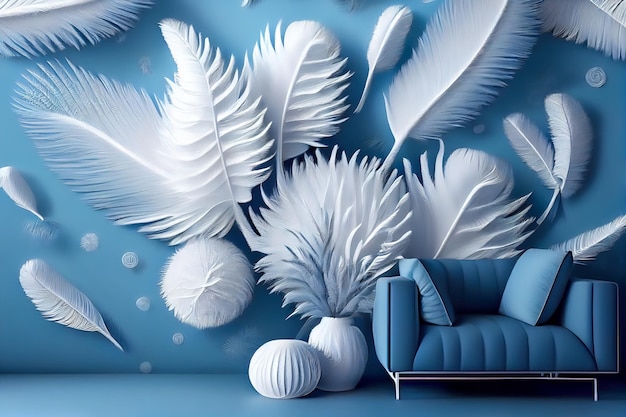 Photo futuristic feather room design generative ai generative ai