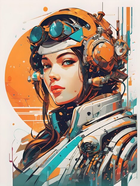 Futuristic Femmes Abstract Realism in Cybernetic Girl Illustrations