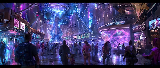 futuristic festival vibrant hightech celebration