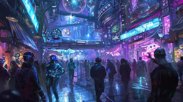 futuristic festival vibrant hightech celebration