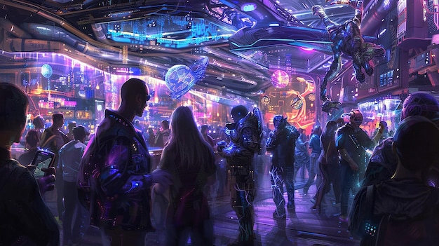 futuristic festival vibrant hightech celebration