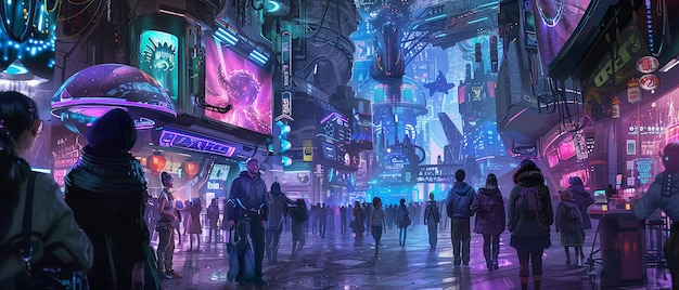 futuristic festival vibrant hightech celebration