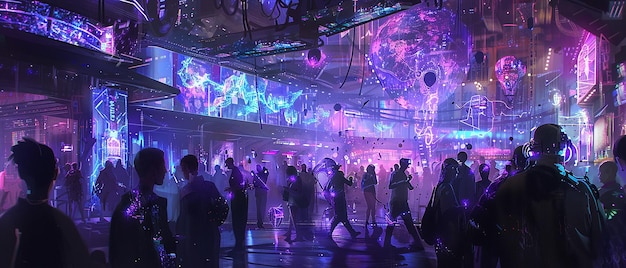futuristic festival vibrant hightech celebration