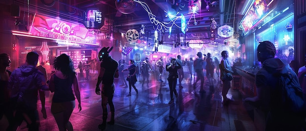 futuristic festival vibrant hightech celebration
