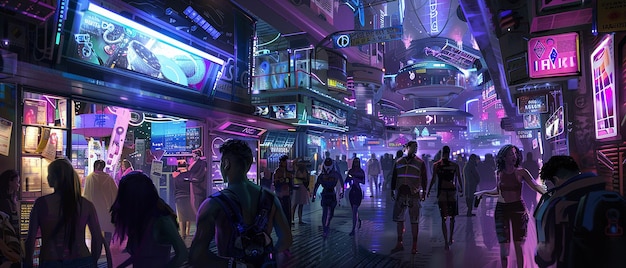 futuristic festival vibrant hightech celebration