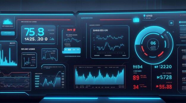 Photo futuristic finance digital market graph user interface with diagram technology hud graphic concept. generative ai.