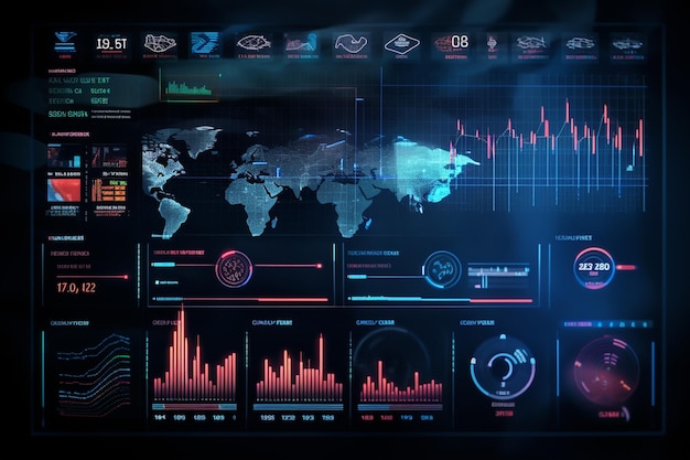 Photo futuristic finance digital market graph user interface with diagram technology hud graphic concept