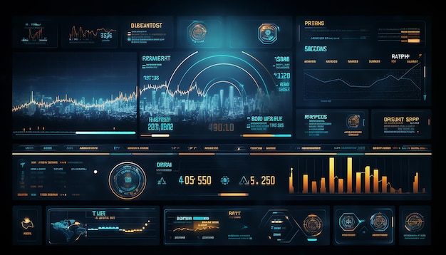 Futuristic finance digital market graph user interface with diagram technology hud graphic concept